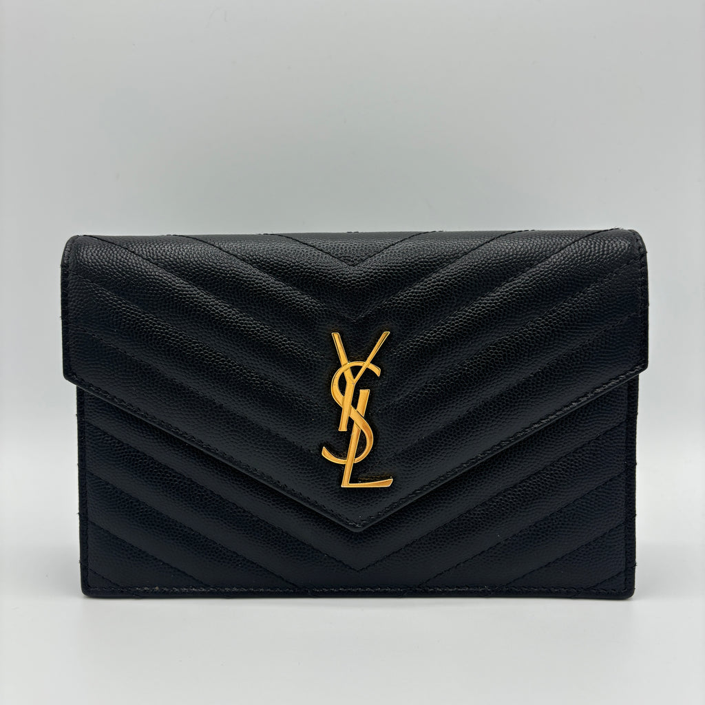Classic Monogram Envelope Satchel Matelasse Chevron Leather
