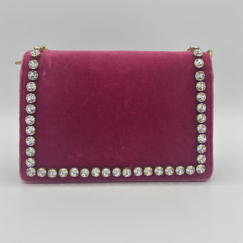 Broadway Pearly Bee Shoulder Bag Crystal Embellished Velvet Mini