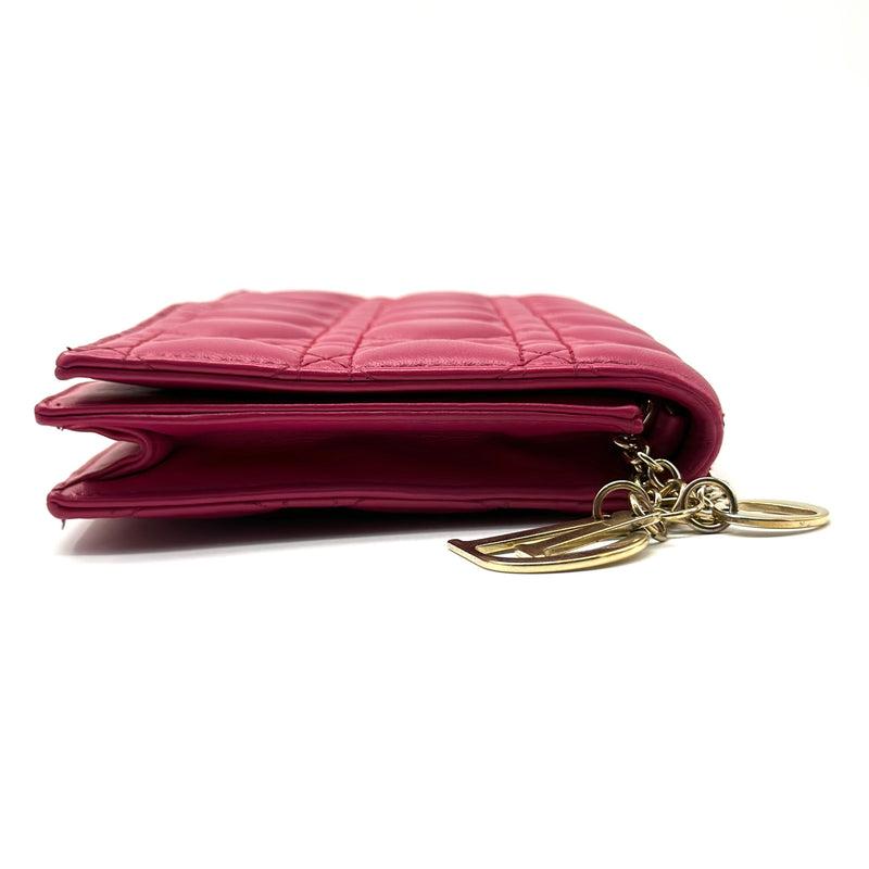 Lambskin Cannage Lady Dior Convertible Clutch Fuchsia