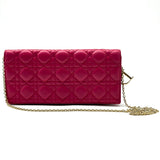 Lambskin Cannage Lady Dior Convertible Clutch Fuchsia