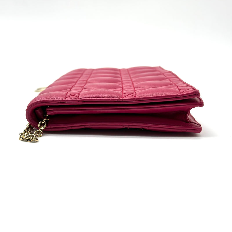 Lambskin Cannage Lady Dior Convertible Clutch Fuchsia