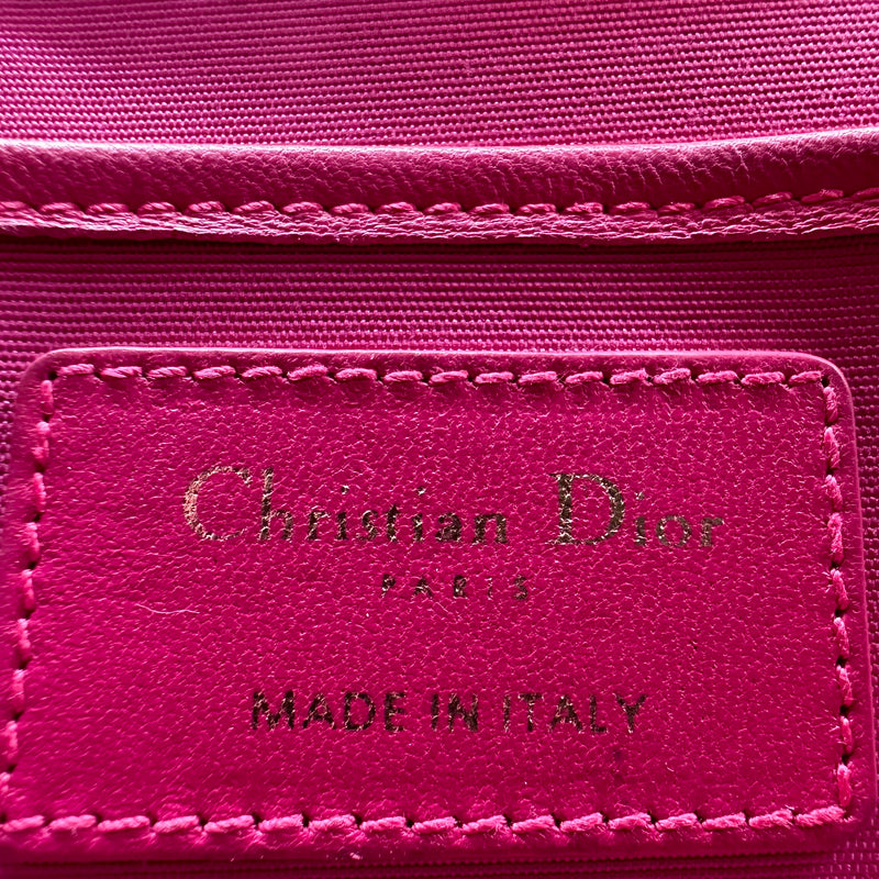 Lambskin Cannage Lady Dior Convertible Clutch Fuchsia