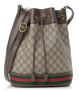 Gucci  GG Supreme Monogram Web Ophidia Bucket Bag Brown