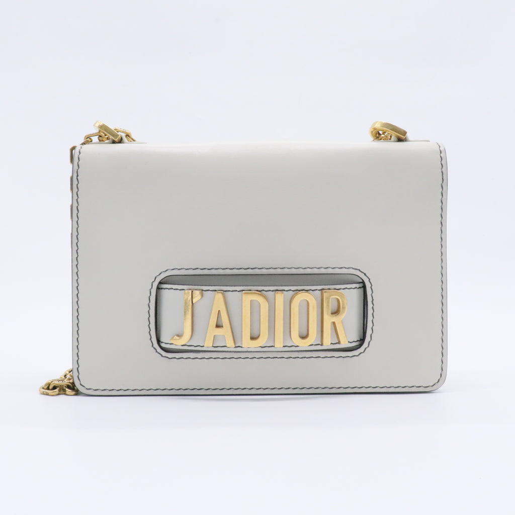Calfskin J'Adior Chain Flap Bag Off White