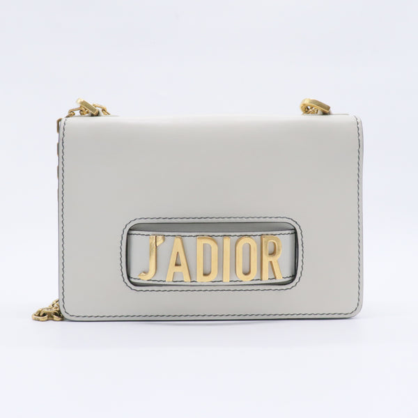 Calfskin J'Adior Chain Flap Bag Off White