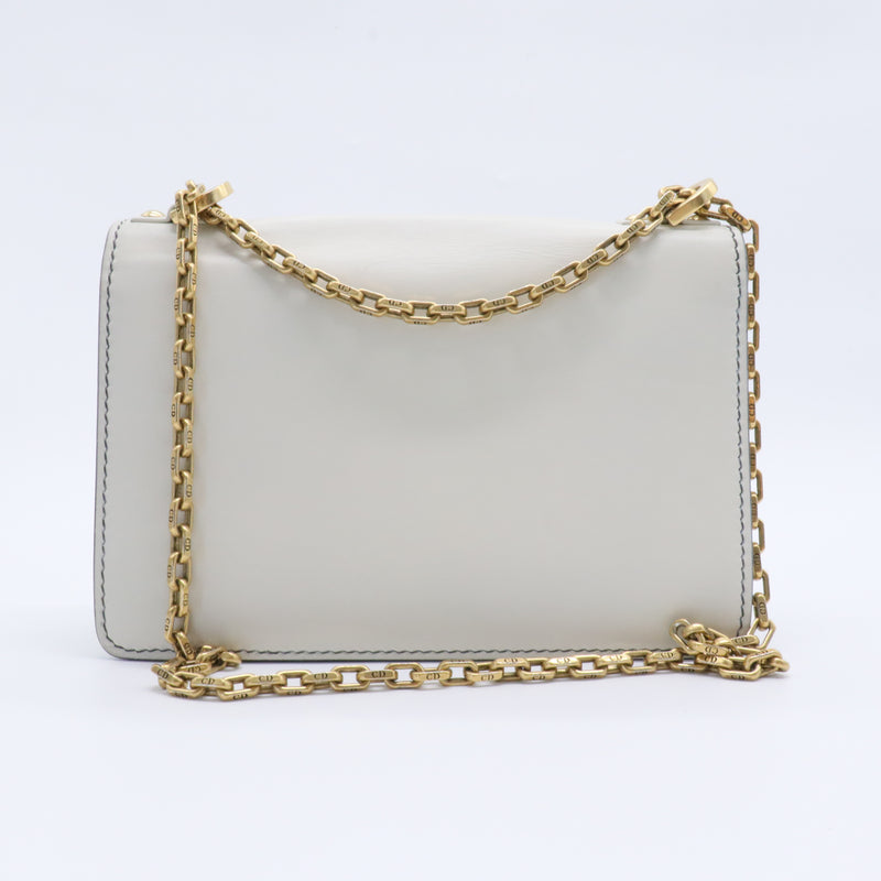 Calfskin J'Adior Chain Flap Bag Off White