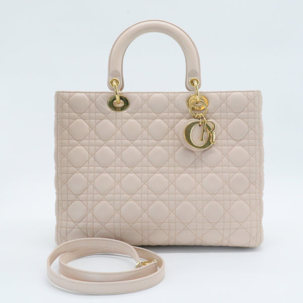 Lambskin Cannage Large Lady Dior Light Pink