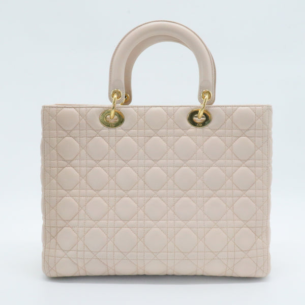 Lambskin Cannage Large Lady Dior Light Pink