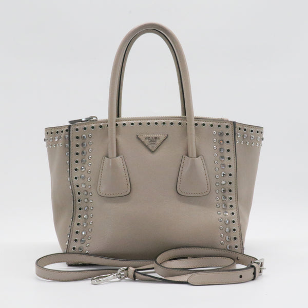 Twin Pocket Tote Studded Leather Small