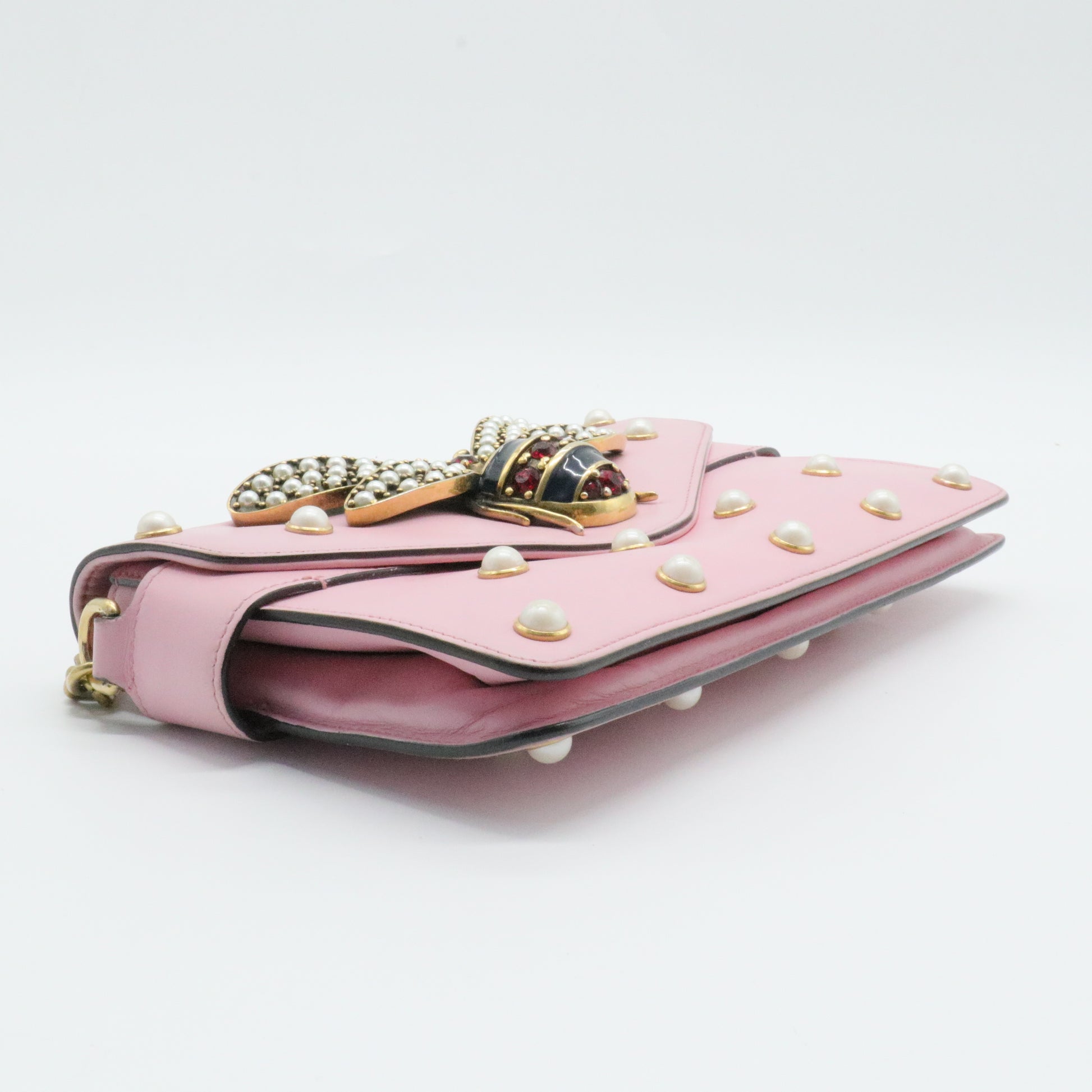 Broadway Pearly Bee Shoulder Bag Embellished Leather Mini