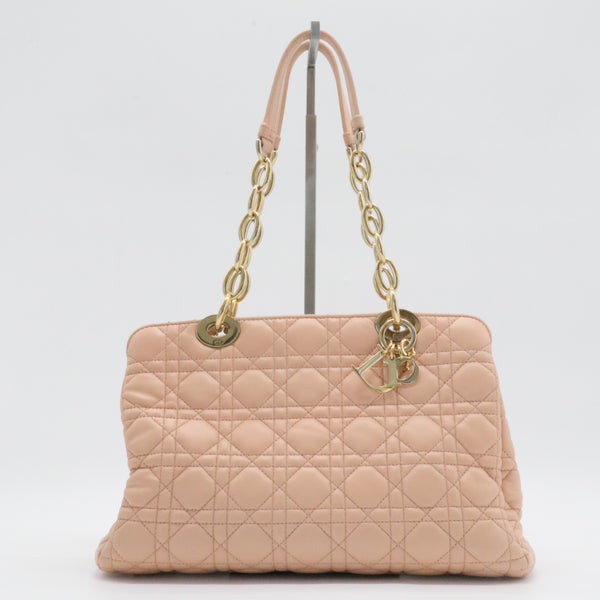 Lambskin Cannage Small Dior Soft Zipped Shopping Tote Light Pink