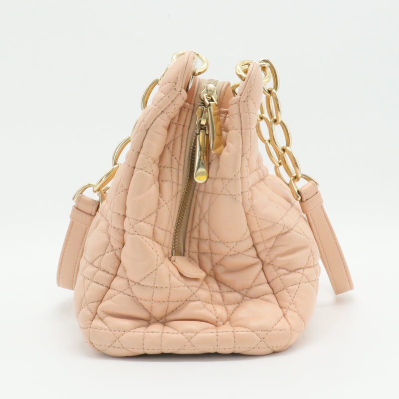 Lambskin Cannage Small Dior Soft Zipped Shopping Tote Light Pink