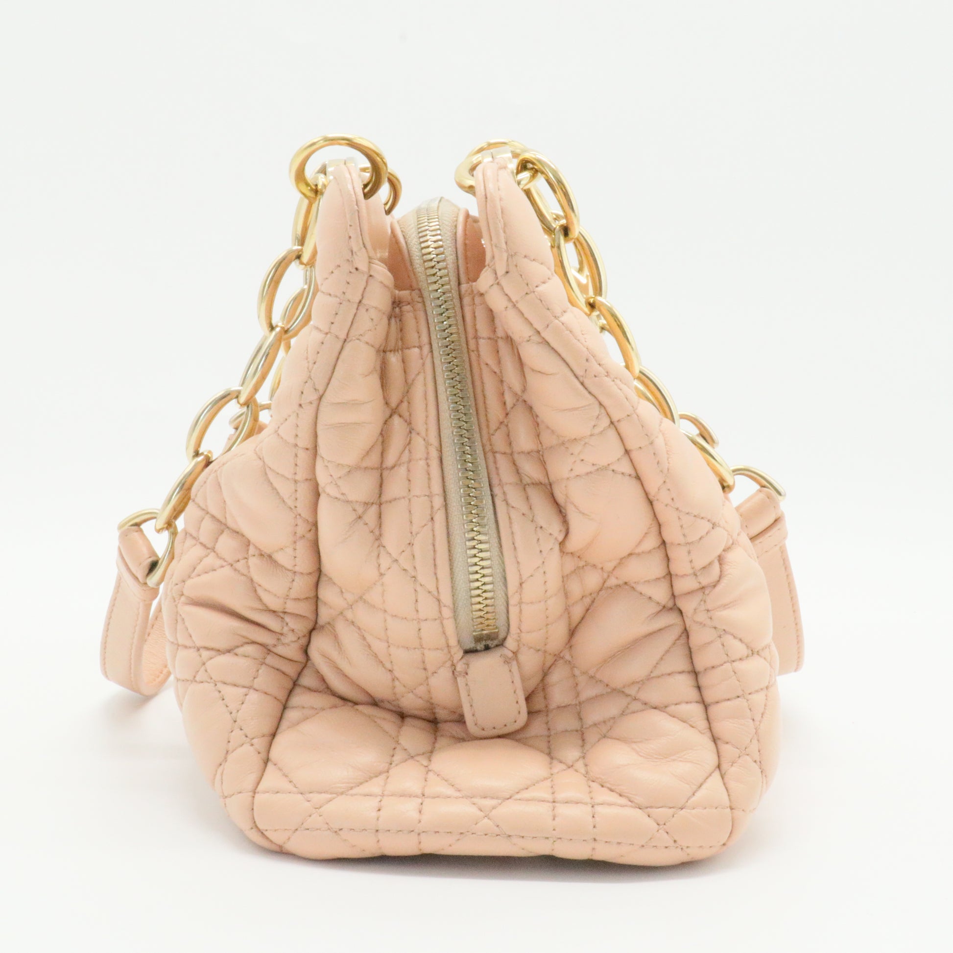 Lambskin Cannage Small Dior Soft Zipped Shopping Tote Light Pink