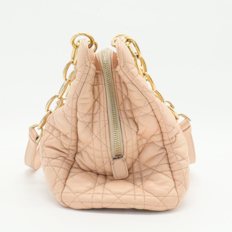 Lambskin Cannage Small Dior Soft Zipped Shopping Tote Light Pink