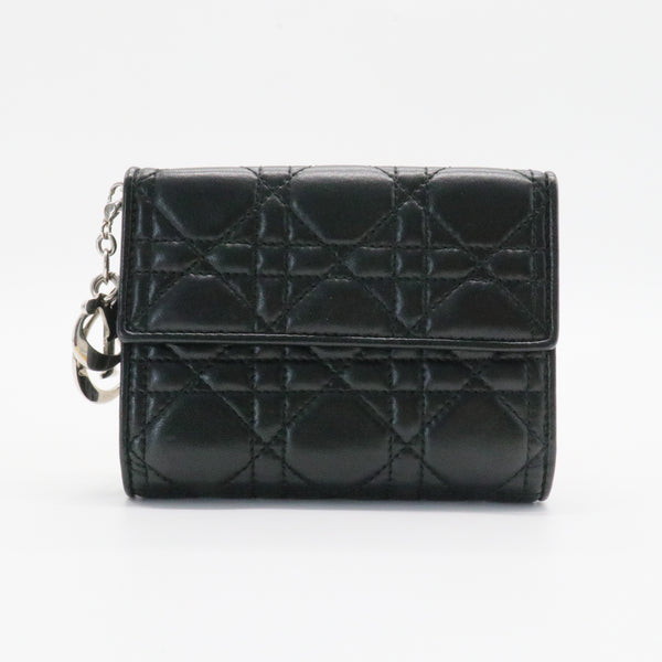 Lady Dior Trifold Wallet Cannage Quilt Lambskin Compact