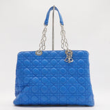 Cannage Leather Shopping Tote Blue