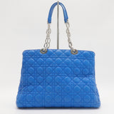 Cannage Leather Shopping Tote Blue