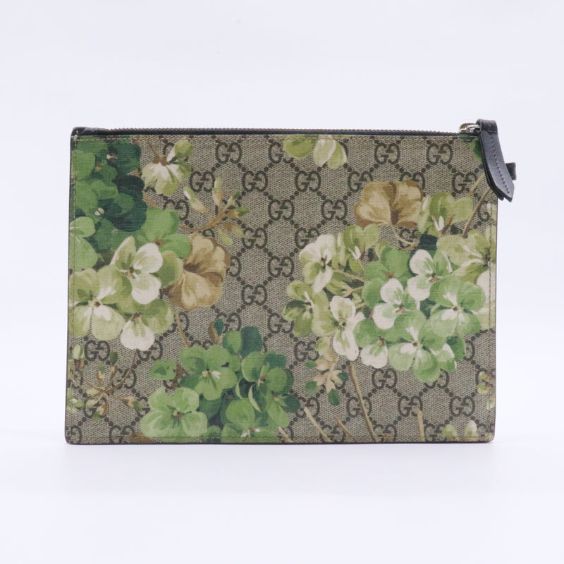 Wristlet Zip Pouch Blooms Print GG Coated Canvas Small