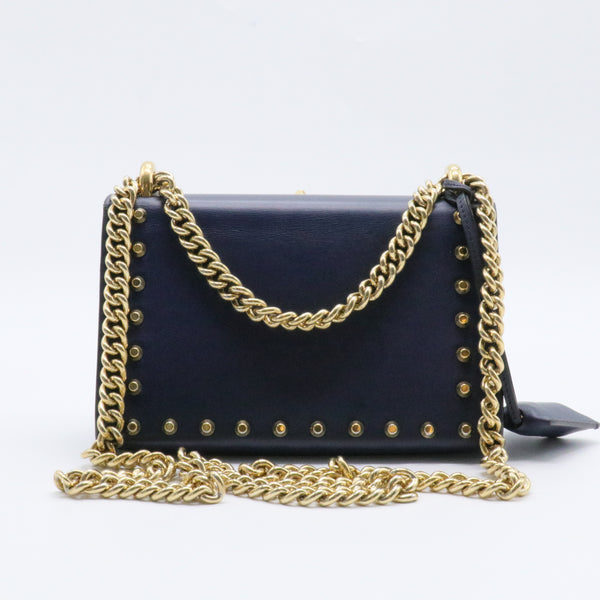 Pearly Padlock Shoulder Bag Studded Leather Small