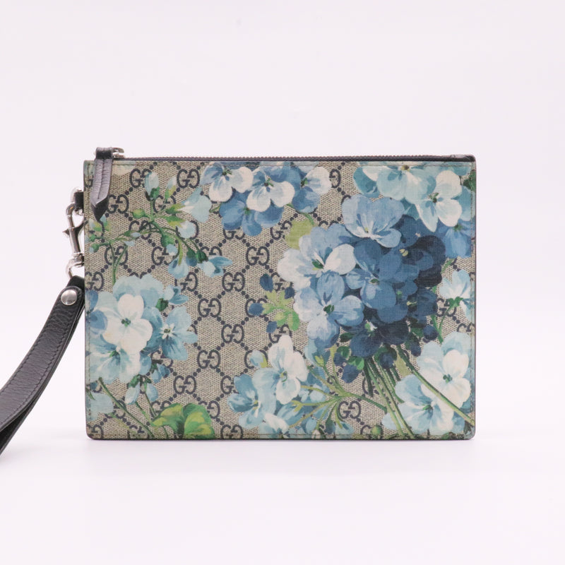 Wristlet Zip Pouch Blooms Print GG Coated Canvas Small