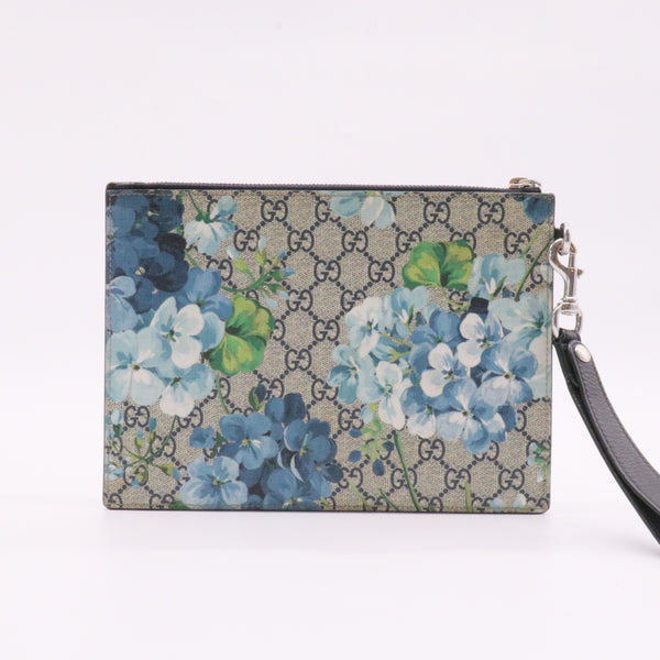 Wristlet Zip Pouch Blooms Print GG Coated Canvas Small