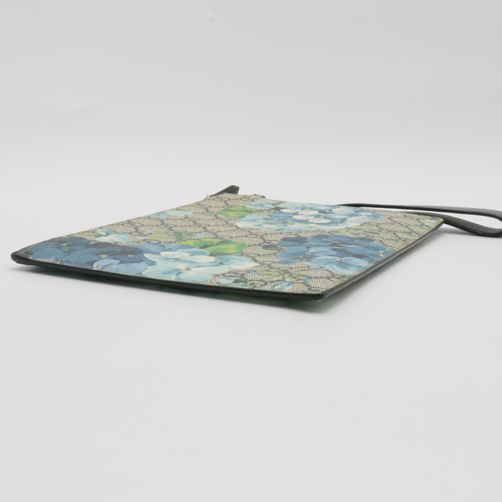 Wristlet Zip Pouch Blooms Print GG Coated Canvas Small
