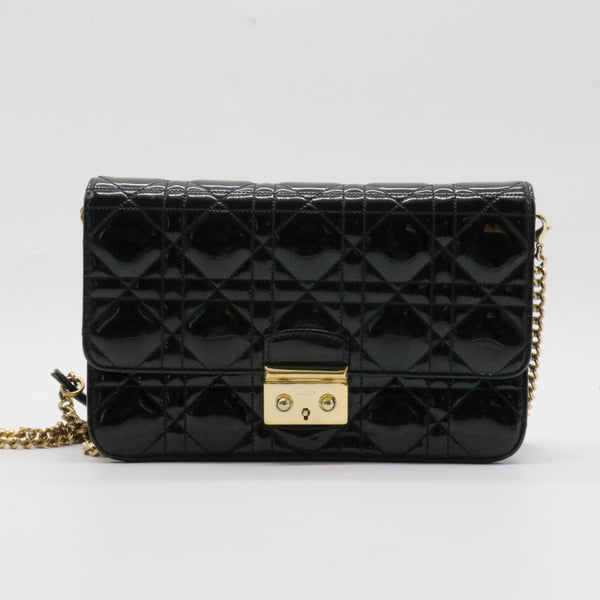 Patent Cannage Miss Dior Promenade Pouch Black