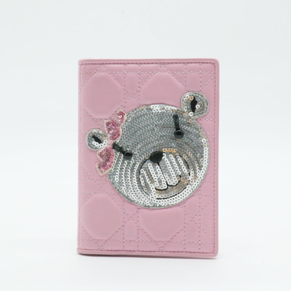 Passport Holder Cannage Quilt Leather with Sequins