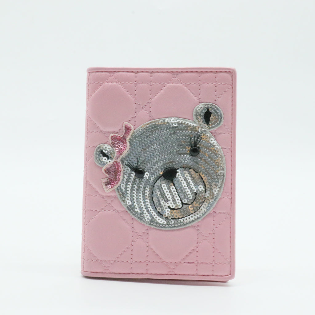 Passport Holder Cannage Quilt Leather with Sequins