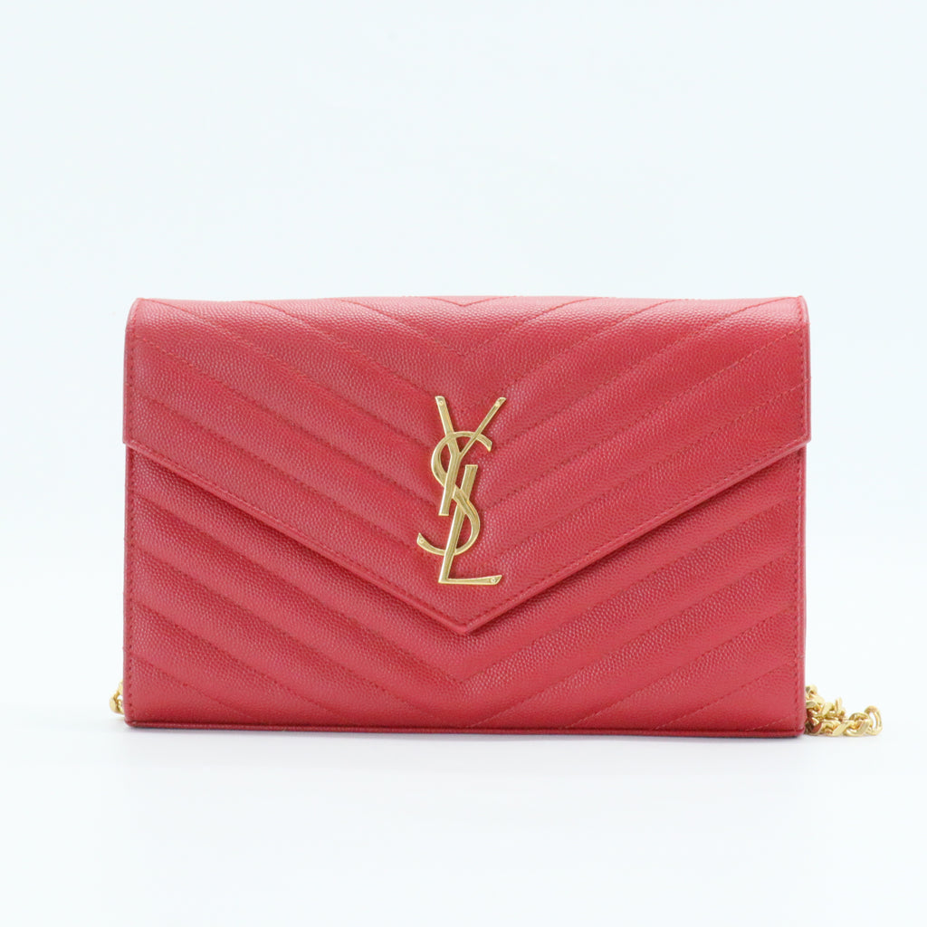 Classic Monogram Wallet on Chain Matelasse Chevron Leather Medium