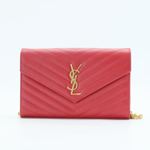 Classic Monogram Wallet on Chain Matelasse Chevron Leather Medium