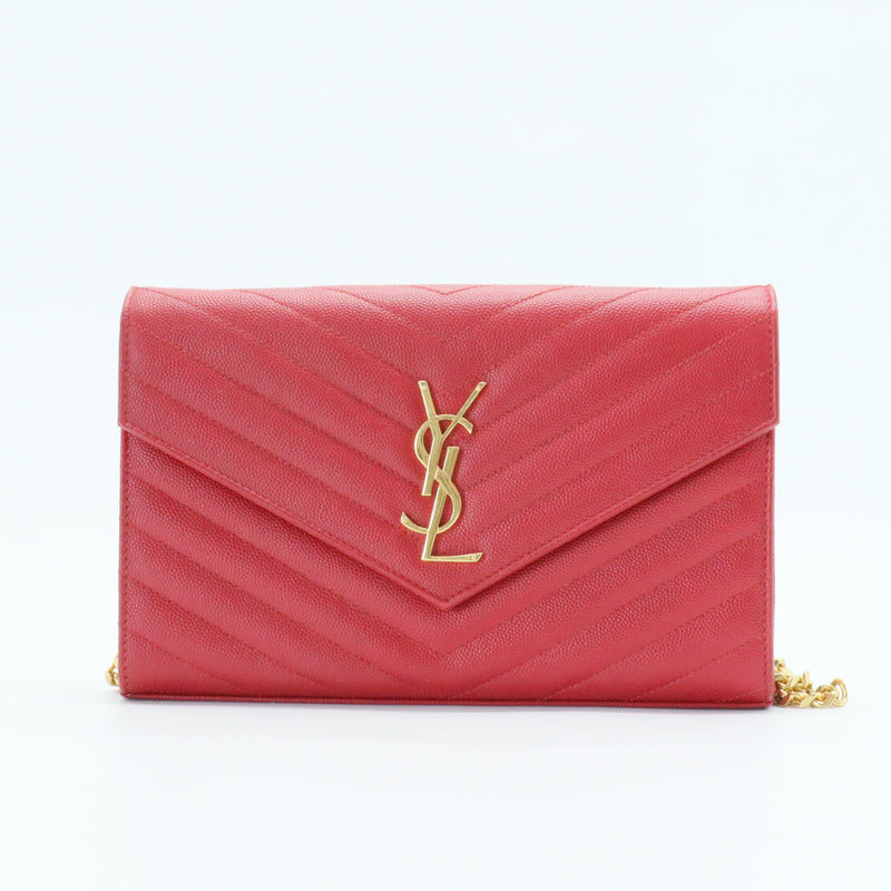 Classic Monogram Wallet on Chain Matelasse Chevron Leather Medium