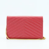 Classic Monogram Wallet on Chain Matelasse Chevron Leather Medium