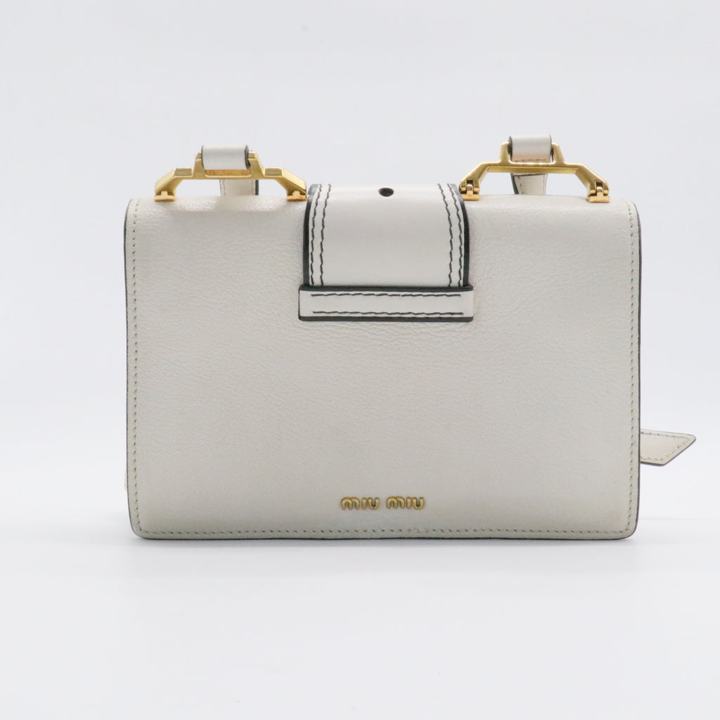 Madras Crystal Buckle Shoulder Bag Leather Small