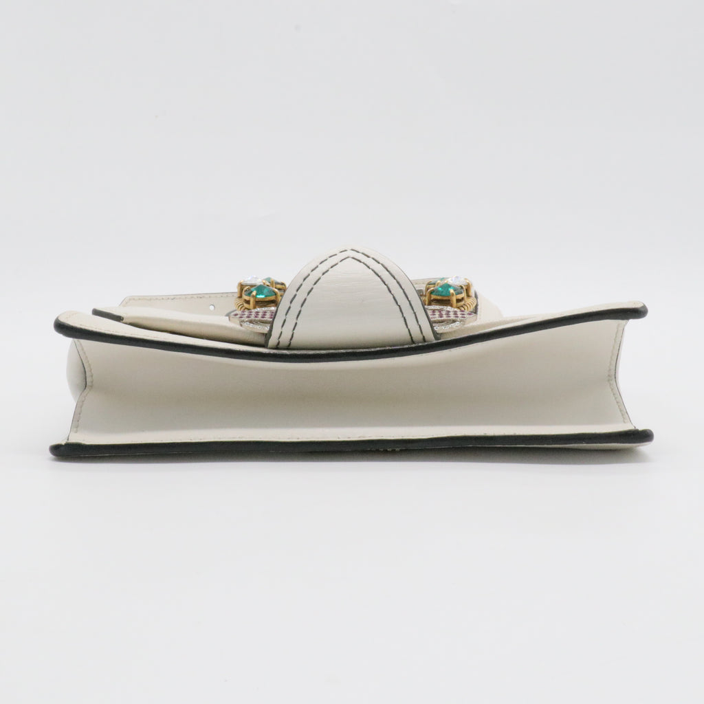 Madras Crystal Buckle Shoulder Bag Leather Small