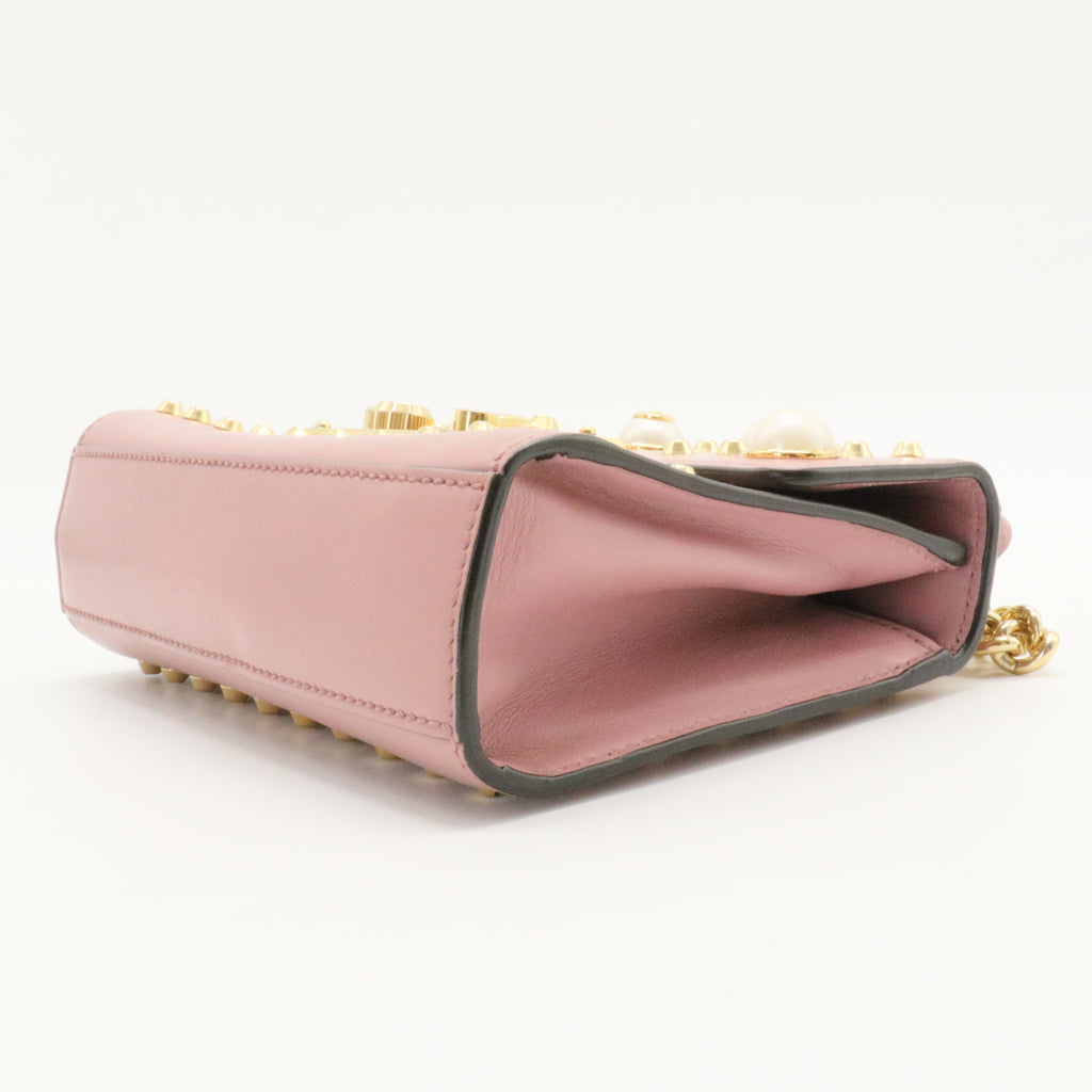 Pearly Padlock Shoulder Bag Studded Leather Small