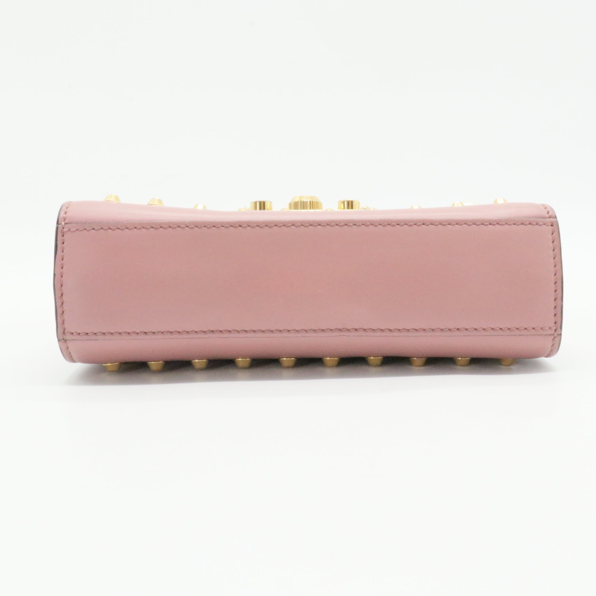 Pearly Padlock Shoulder Bag Studded Leather Small
