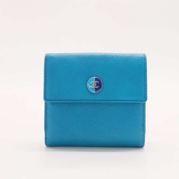 CC Timeless Button Compact Leather Wallet