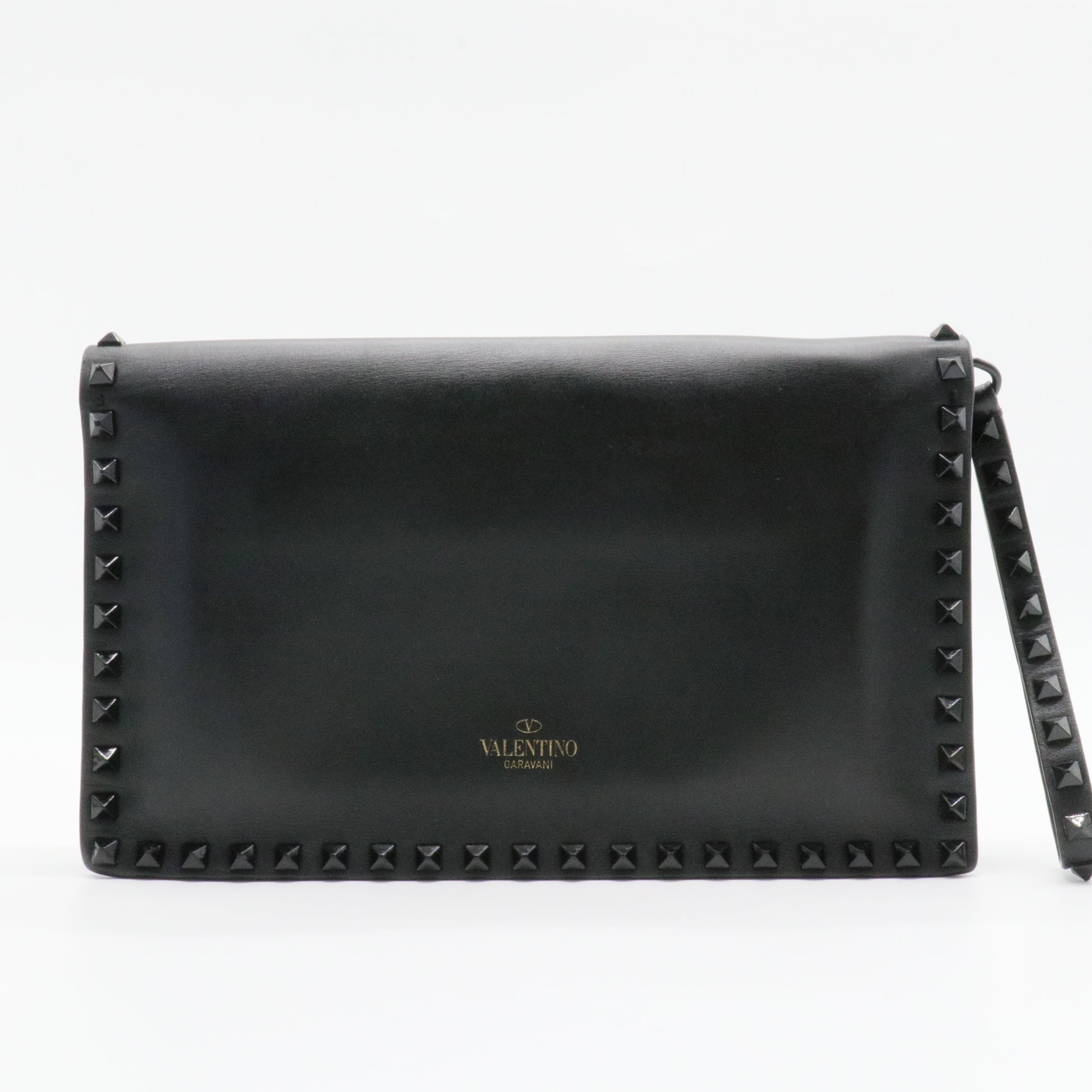 Nappa Rockstud Wristlet Clutch Black