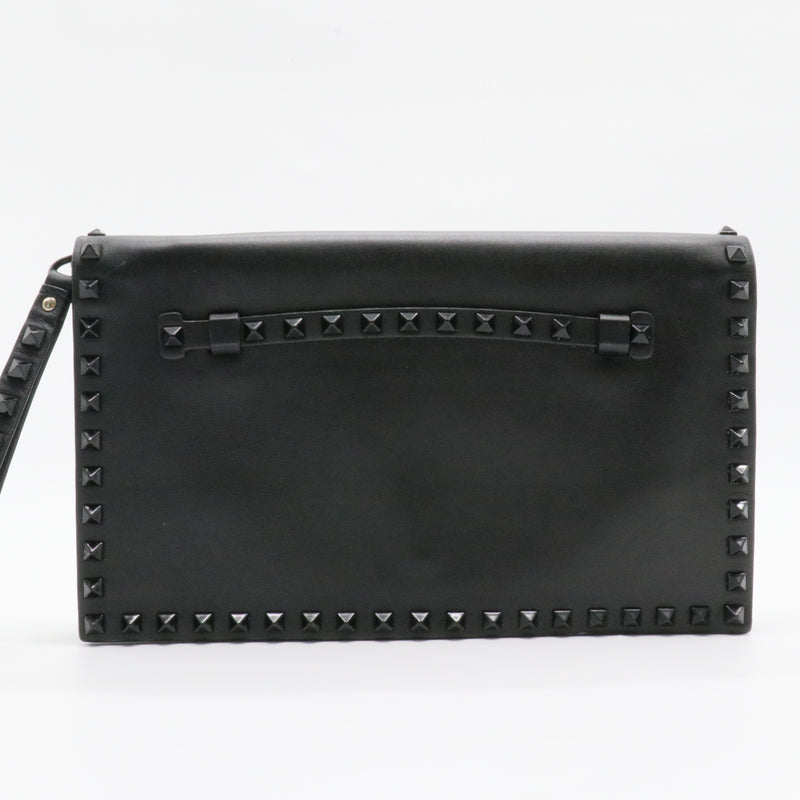 Nappa Rockstud Wristlet Clutch Black