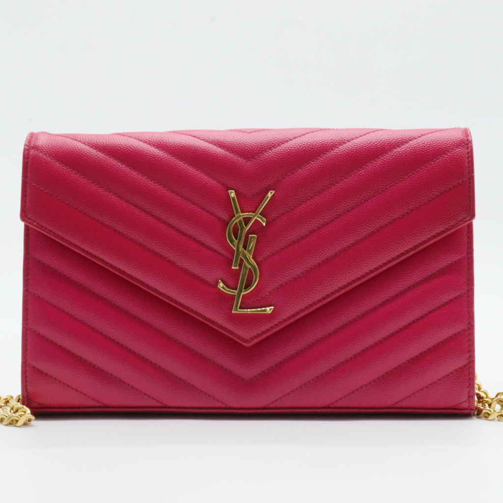 Classic Monogram Envelope Satchel Matelasse Chevron Leather Small