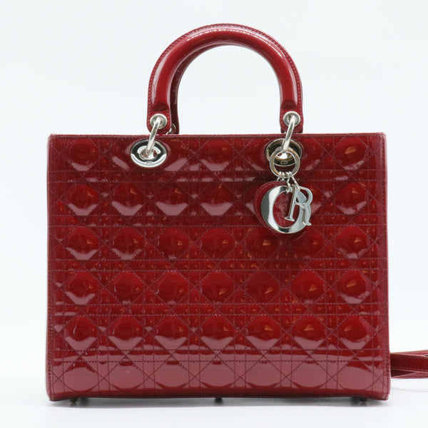 Lady Dior Bag Cannage Quilt Patent Large