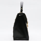 Calfskin Animal Studs Medium Sylvie Top Handle Bag Black