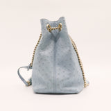 Ostrich Medium Soho Chain Shoulder Bag Light Blue