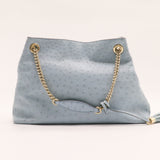 Ostrich Medium Soho Chain Shoulder Bag Light Blue