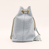 Ostrich Medium Soho Chain Shoulder Bag Light Blue