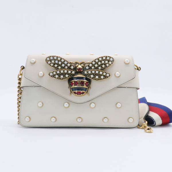 Pearl Studded Mini Broadway Bee Shoulder Bag