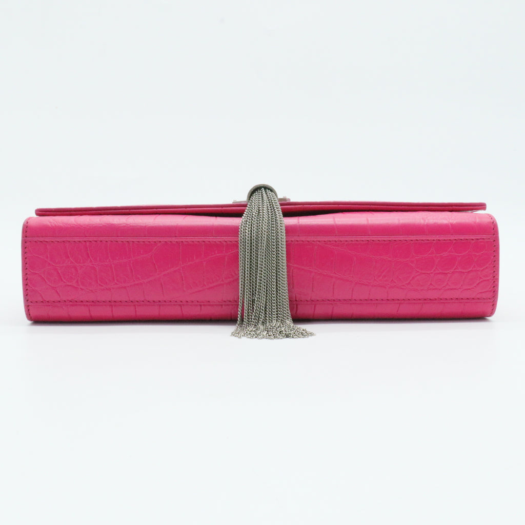 Classic Monogram Tassel Crossbody Bag Crocodile Embossed Leather