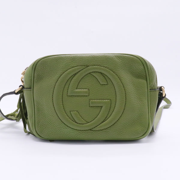 Pebbled Calfskin Small Soho Disco Bag Green