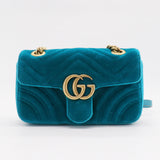 Blue Velvet GG Marmont Shoulder Bag Mini